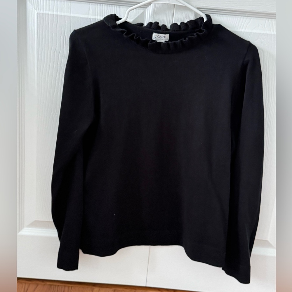 J. Crew Classic ruffle neck knit top NWT